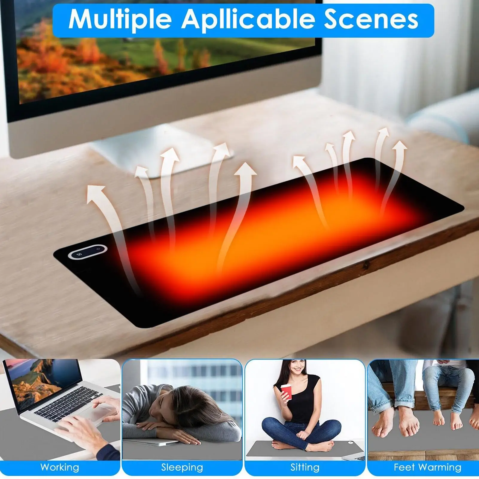 

Нагревательный коврик для компьютерной мыши, водонепроницаемый игровой коврик для мыши, подогрев температуры, грелка для рук, коврик для офисного стола, зимний подарок 80x33 см