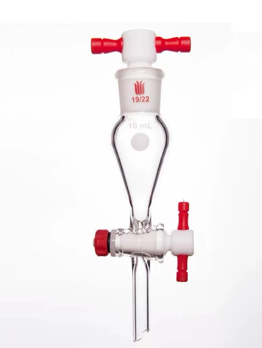 

10–125 мл, разделительная воронка, верхнее заземление, нижняя труба для ветвей, верхняя стеклянная пробка, апертура клапана из ПТФЭ 2 мм, НЕИГРОВАТЬ