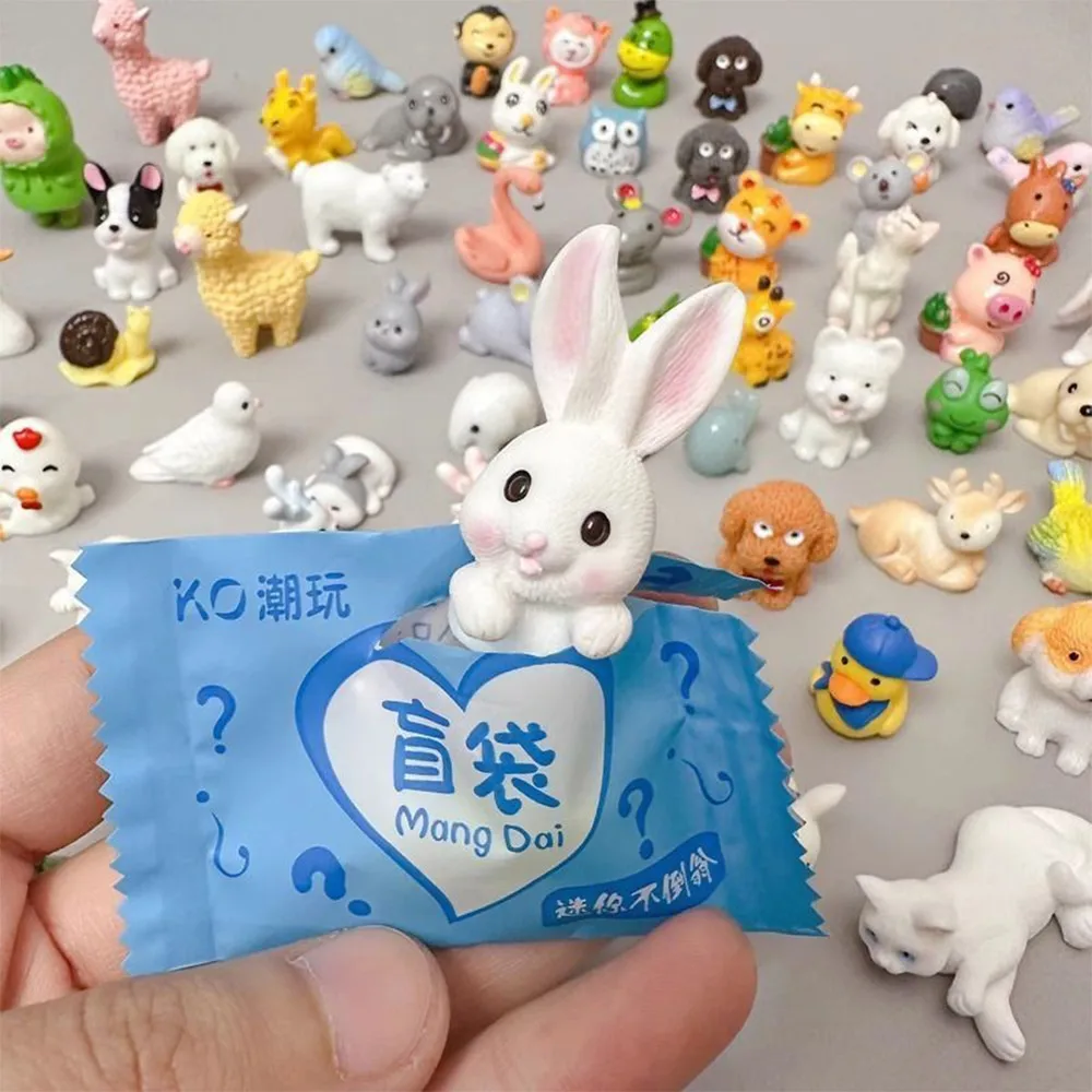 Random Mini Independent Packaging Blind Bag Style Kawaii Animal Model Toy Rabbit Bear Simulation Animal Birthday Party Favors