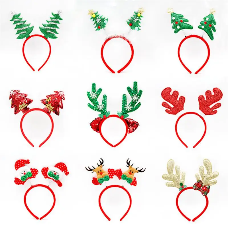 Diadema decorativa de Navidad para adultos y niños, cornamenta, cabeza de muñeco de nieve, aro de hebilla, decoraciones de fiesta de navidad