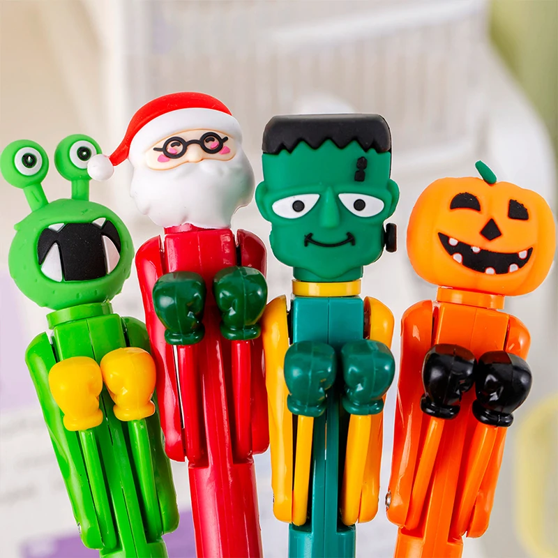 1Pc Cartoon Cute Boxing Ballpoint Pen Funny Creative Pumpkin Monster Santa Claus Decompression Pens Student Stationery Gifts