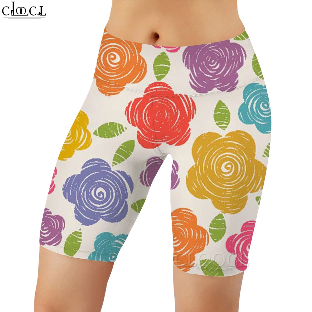 

CLOOCL Casual Shorts Women Legging Watercolor Flower Print Legging Fit Female Gym Workout Outdoor Running Cycling Sweatpants