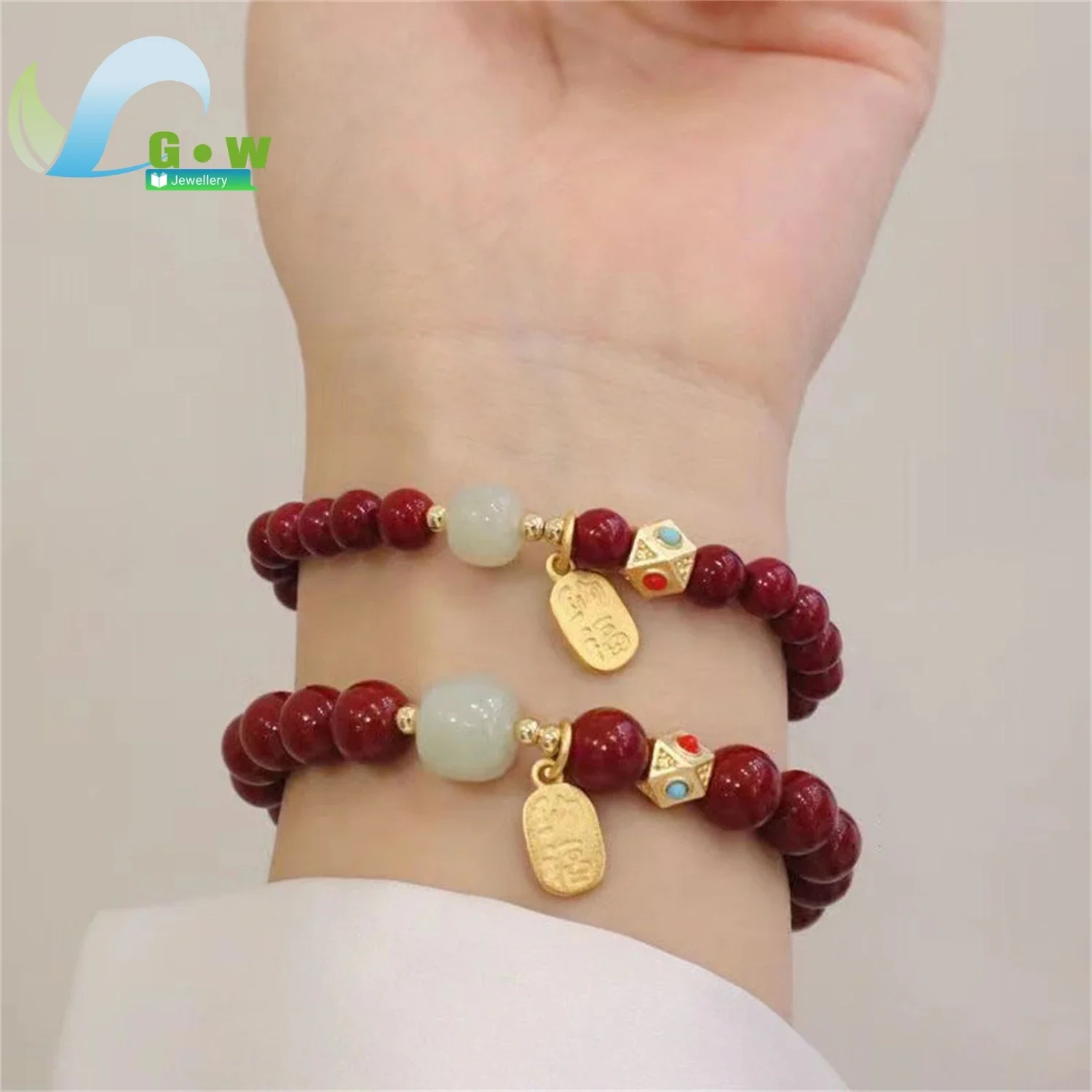 Natural Cinnabar Bracelet Adjustable Unisex Chinese Zodiac Protection Amulet Purple Sand Stone Jade Beads Spiritual Jewelry Luck