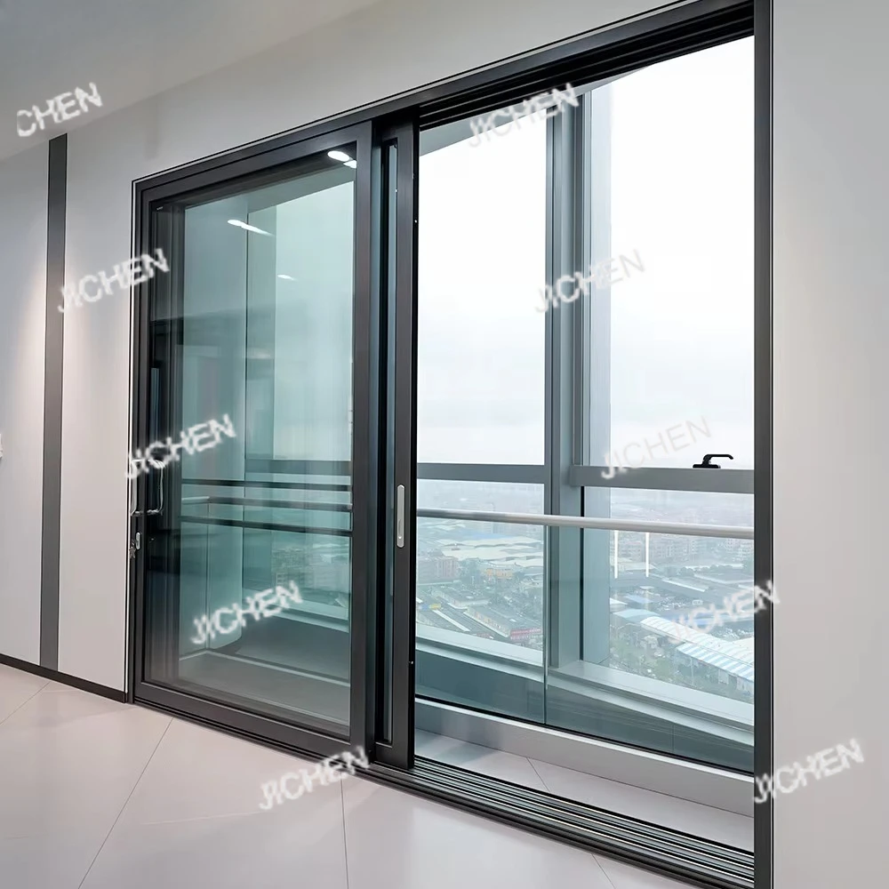 Custom Insulation Double Tempered Glass Sliding Partition Wall Aluminum Interior Glass Door (Household)