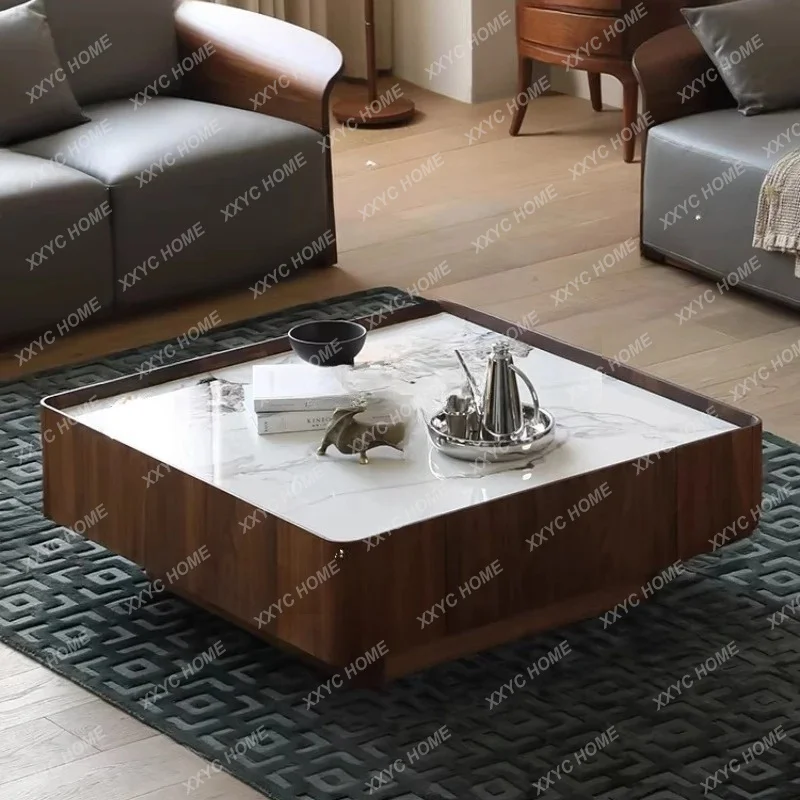 XX light luxury rock slab coffee table living room square tea table simple solid wood tea tableft