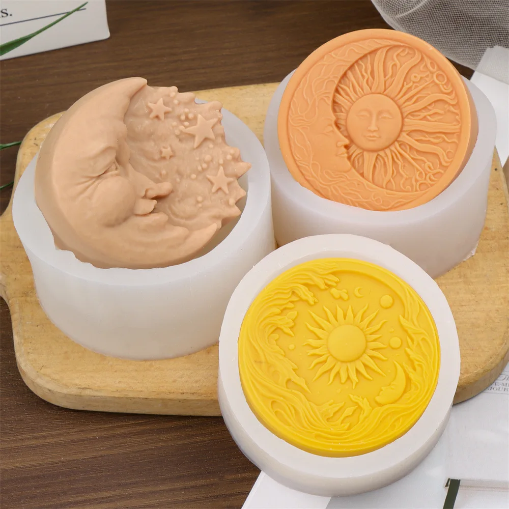 

Nordic Style Moon Sun Face Silicone Molds Diy Plaster Epoxy Resin Molds Candle Making Kit Soap Molds for Soap Making