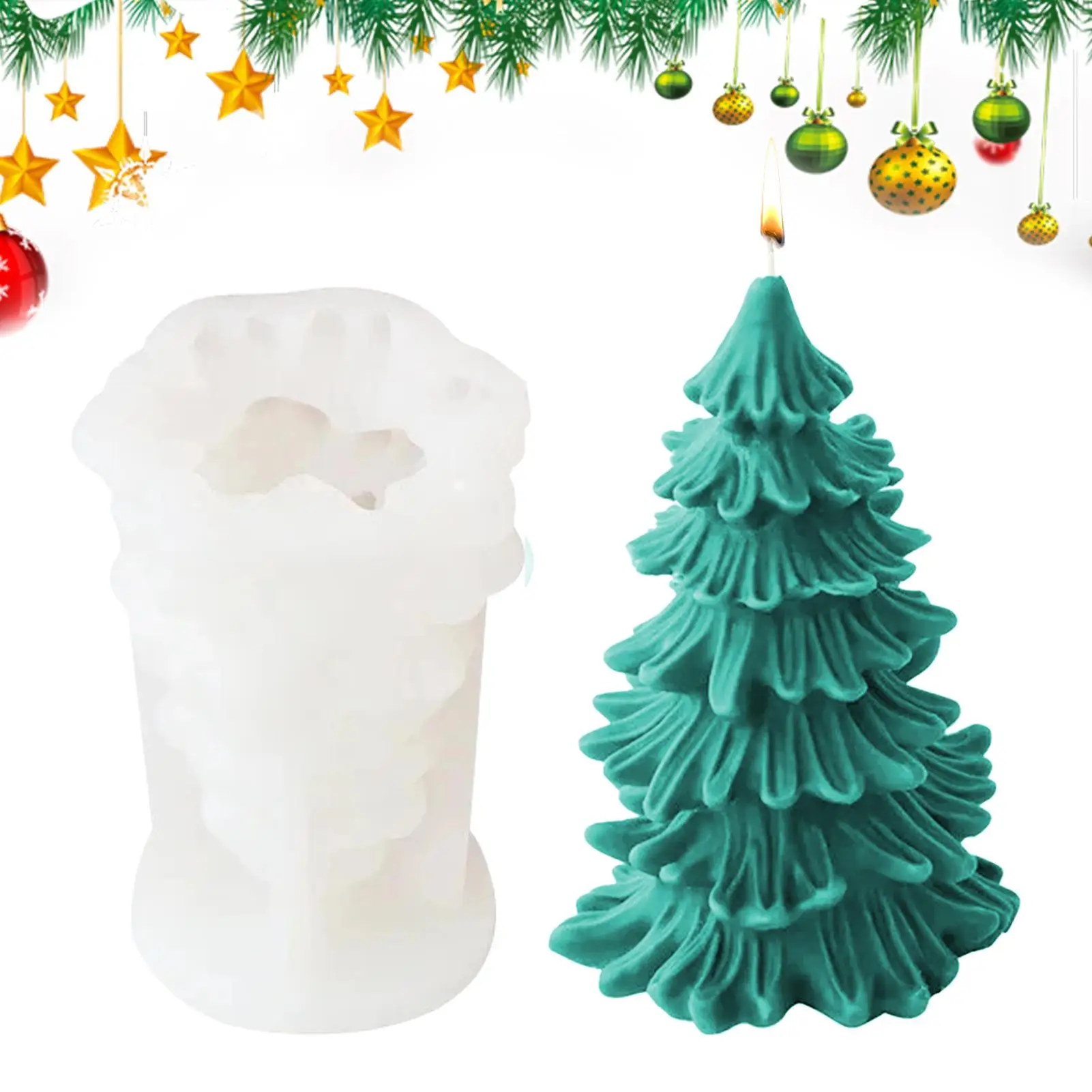 

Christmas Tree Candle Mold 3D Silicone Craft Mold for DIY Candle Making Resin Art Soap Mold Holiday Christmas Craft Supplies