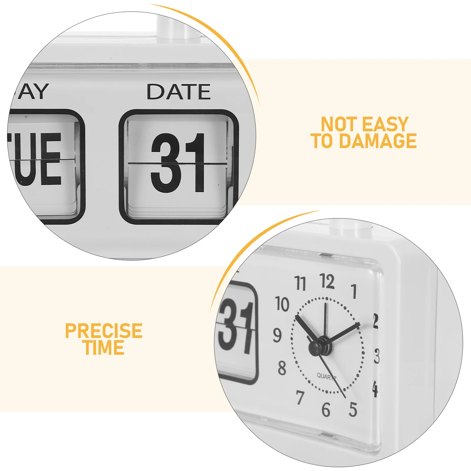 Manual Flip Clock Retro Page Turning Calendar Alarm For Office Desk Kids Study Room Day Date Display No Needed