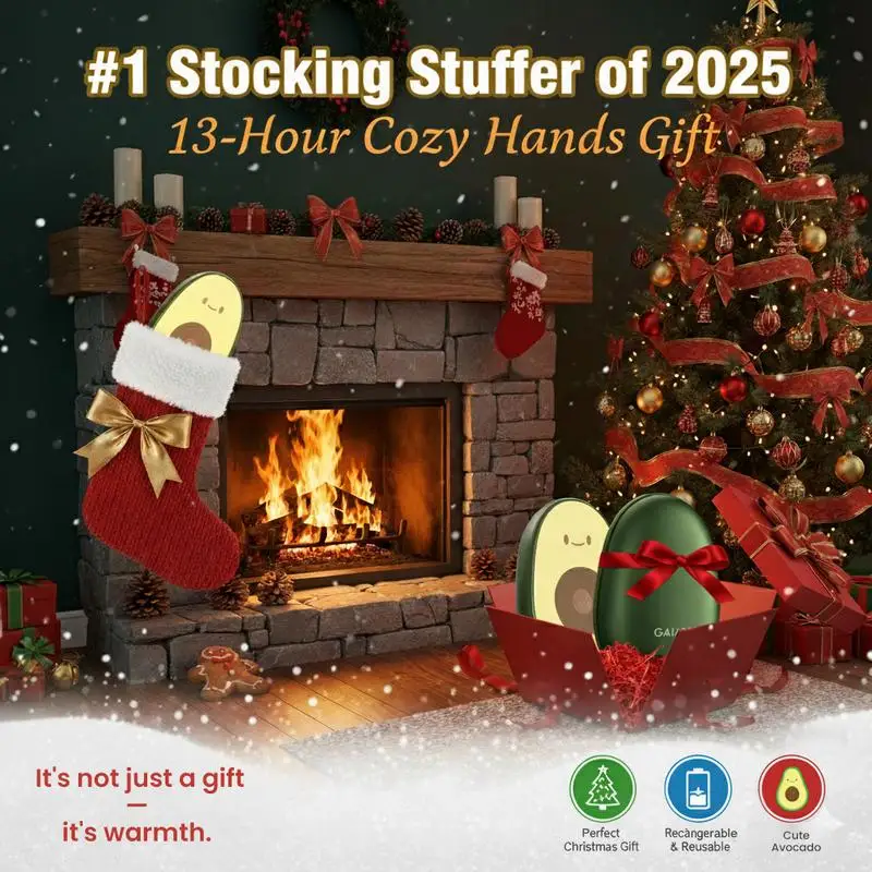 GAIATOP Chauffe-mains avocat en édition limitée pour femmes et hommes, paquet de 2, chaleur longue durée 13H, 3 réglages de chaleur rechargeables