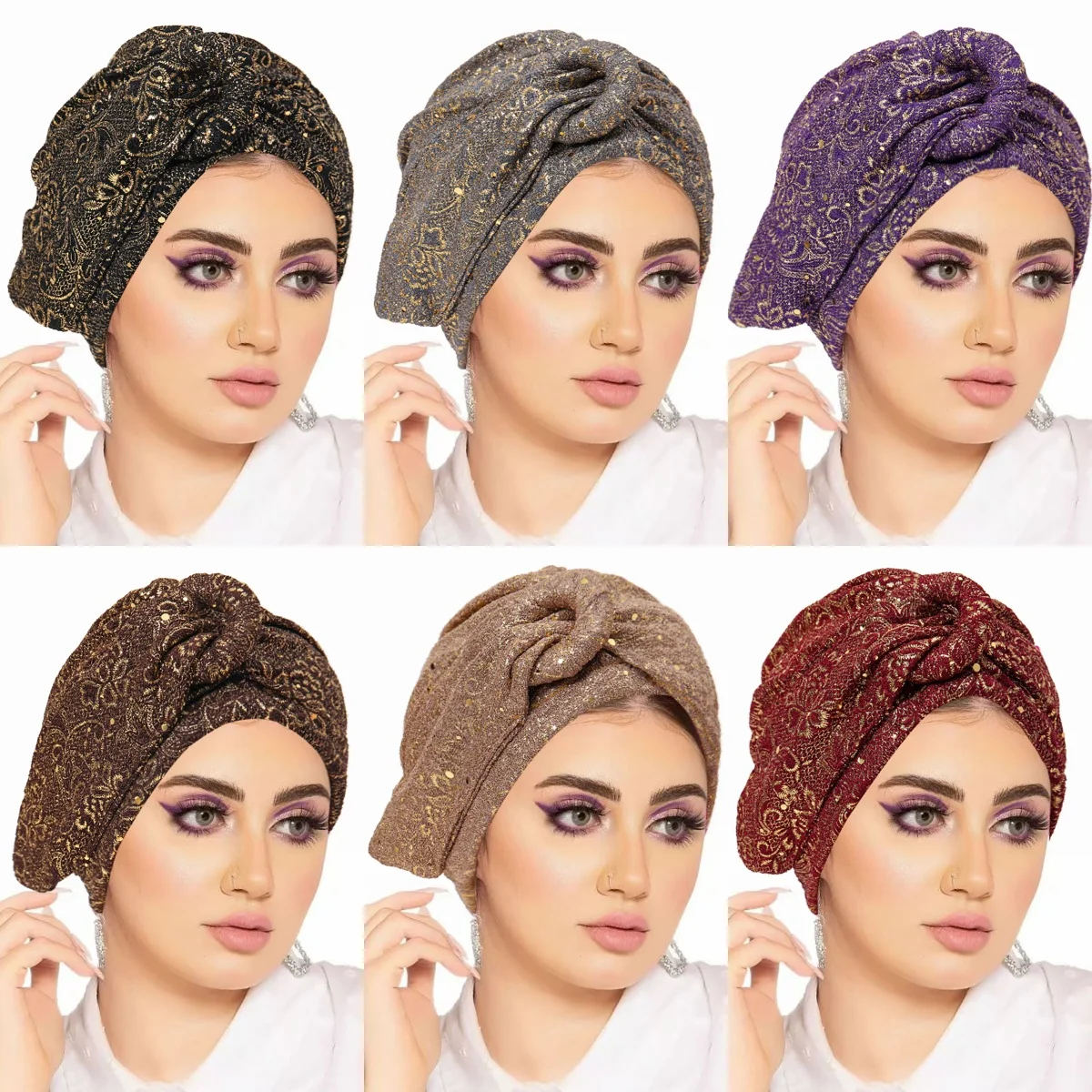 

Новая плиссированная шапочка-хиджаб с узлом и пайетками 2026 года для мусульманок, тюрбан для химиотерапии, головной убор-шарф при выпадении волос, модный индийский женский боннет