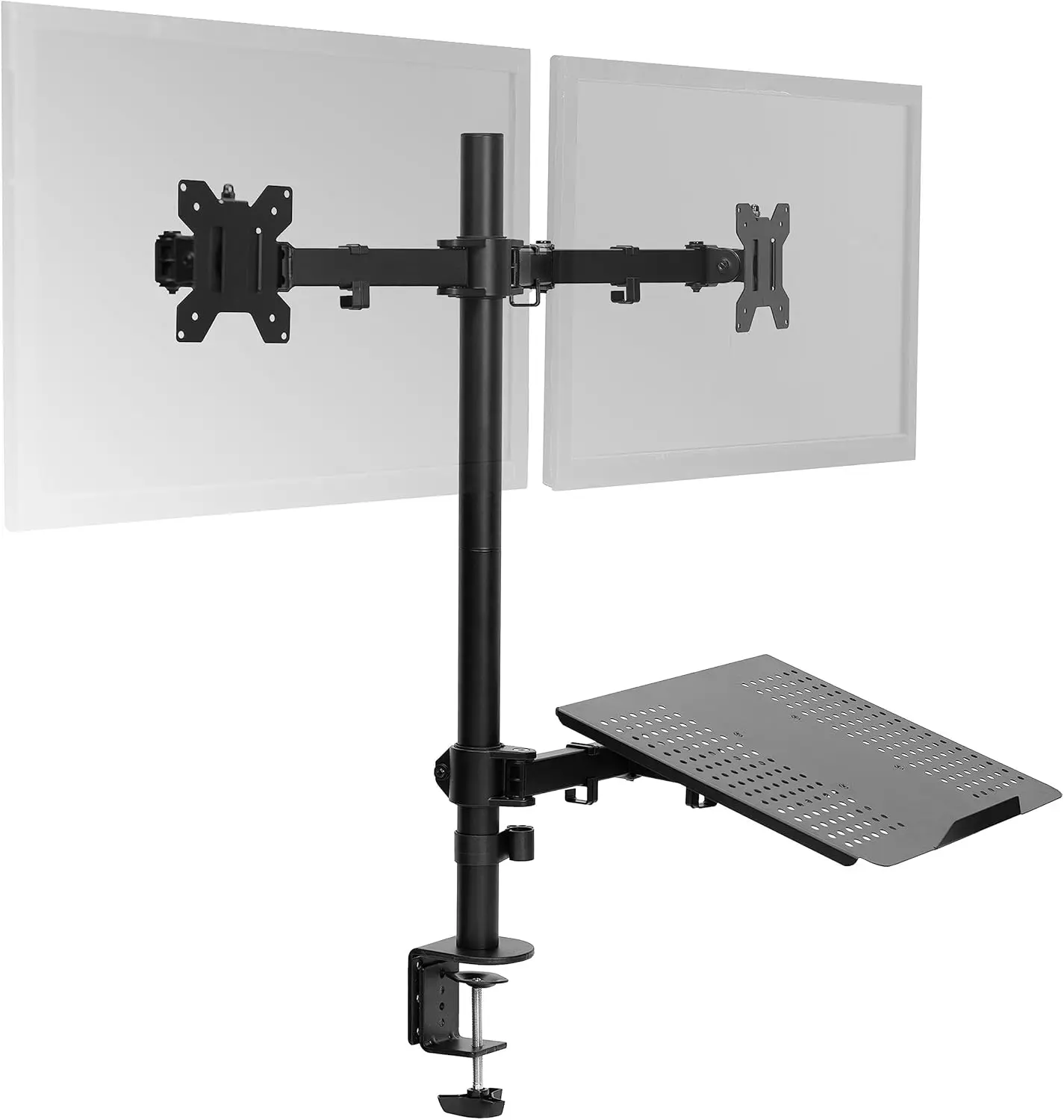 

Dual Monitor and Laptop Stand with Full Articulation, Fits 13-27" Screens, Adjustable Desk Mount