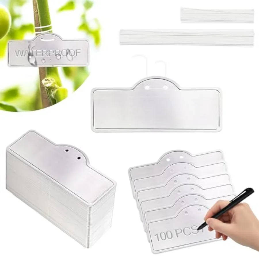 Metal Plant Labels, Aluminum Plant Tags, Tree Markers for Outdoor Garden, Waterproof 3-1/2", 100 Pcs, Two Wire Sizes