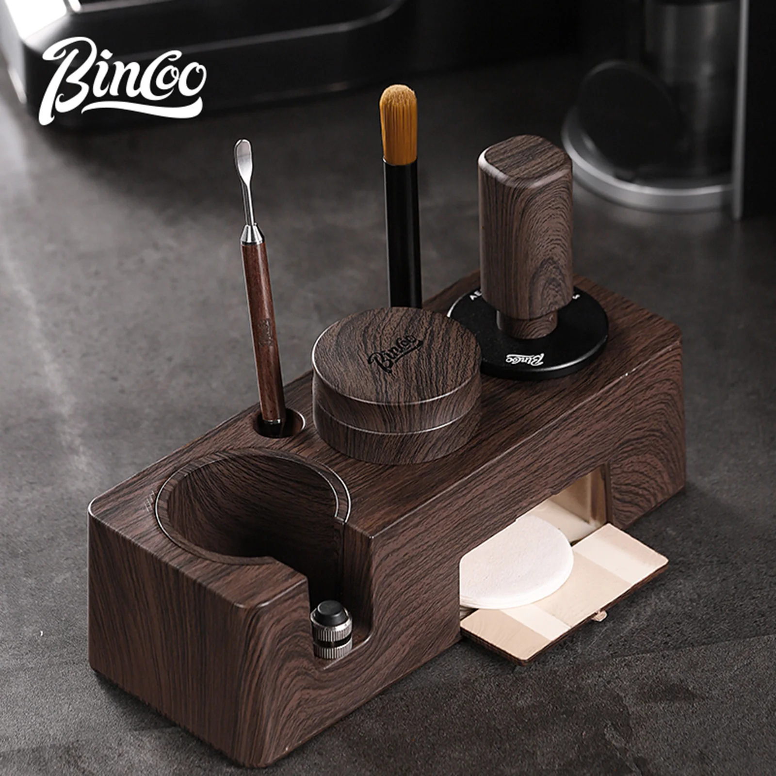

BINCOO Coffee Tamper Station Holder for 51-58mm Cloth Powder Machine Leveler Tool Portafilters Espresso Distributor Base Barista