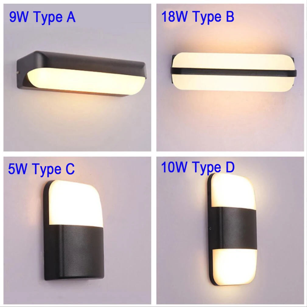 

AC85-265V 5W 9W 10W 18W LED Wall Lamp Indoor&Outdoor IP65 Waterproof Modern Minimalism Style Lamp Aluminum Porch Garden Lights