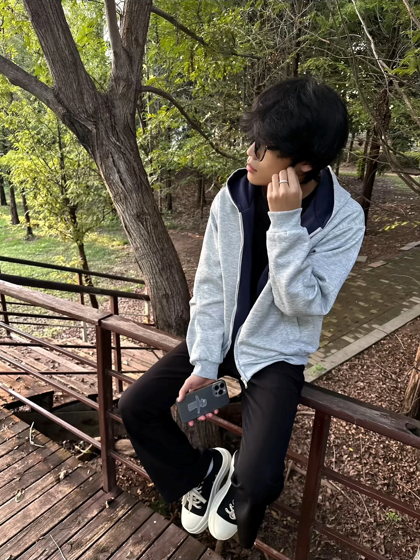 

Men's Hooded Open Cardigan Sweatirt Double-Sided Air Layer Color Colion Casual Sportswear Autumn Lazy Sle High Sensation