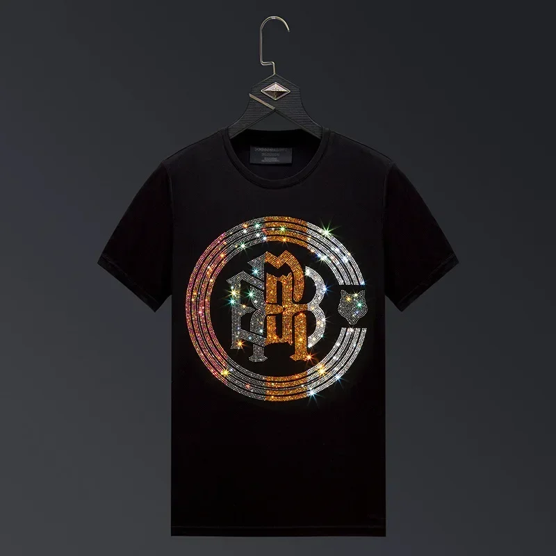 

Fashion Slim Short Sleeve O Neck Mens T Shirts Colorful Diamonds Streetwear Mercerized Cotton Tee Camisetas De Verano Hombre