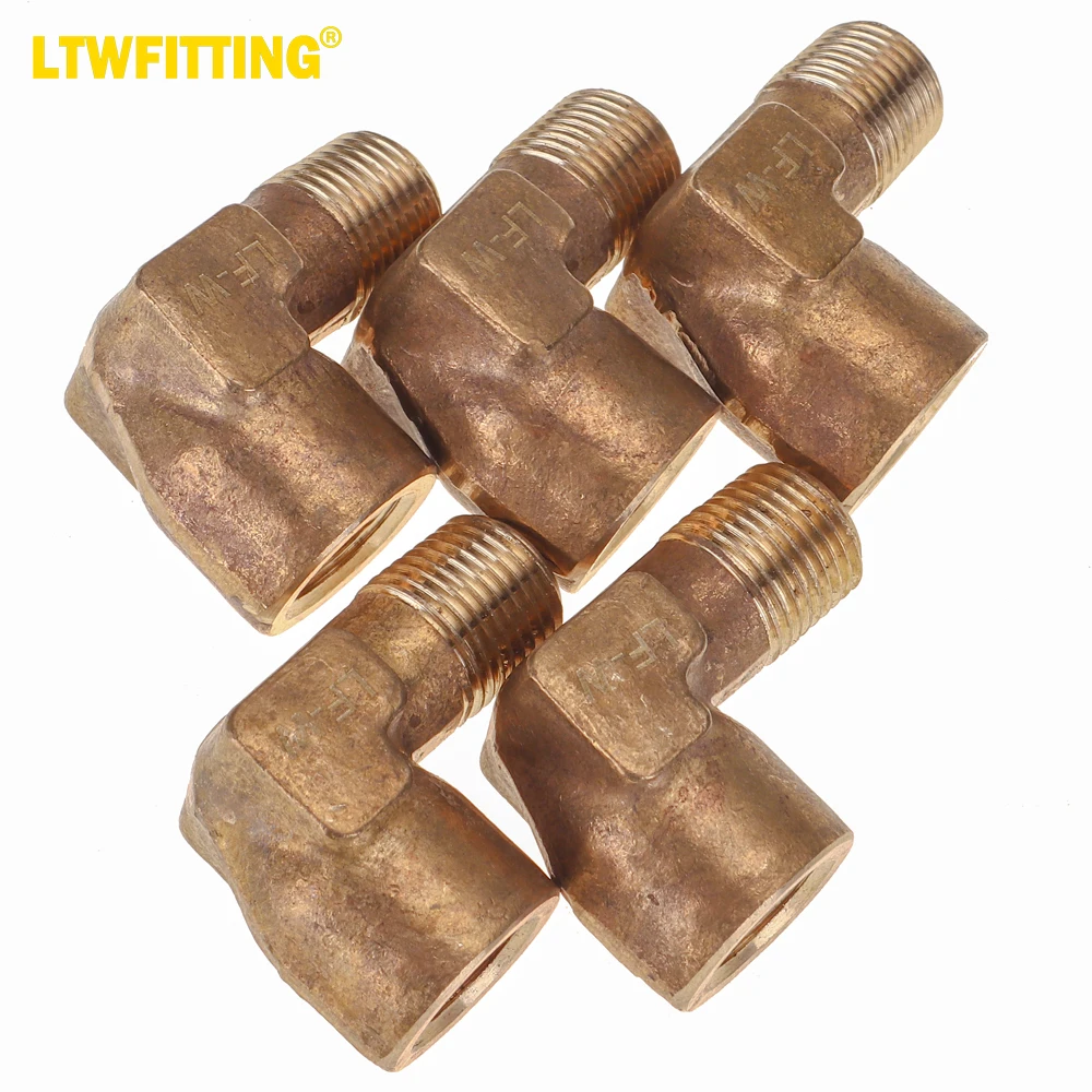 

LTWFITTING LF Brass Pipe 90 Deg 1/8" NPT Street Elbow Forged Fitting (Pack of 5)