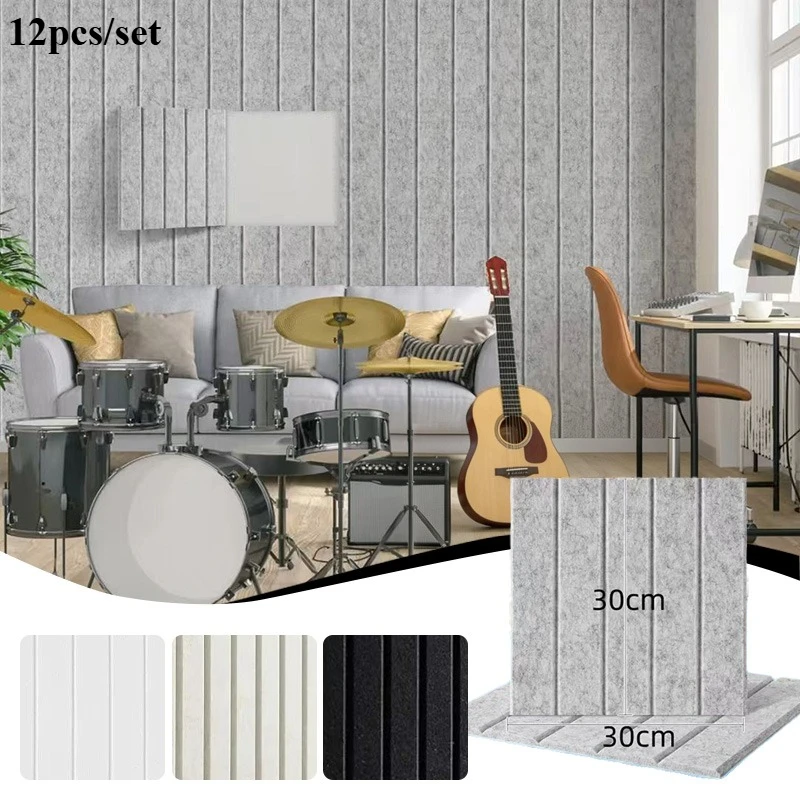 12pcs/set 9MM Thick Sound Absorbing Panels Self Adhesive Felt Stickers for Theater Recording Room KTV Office Bedroom