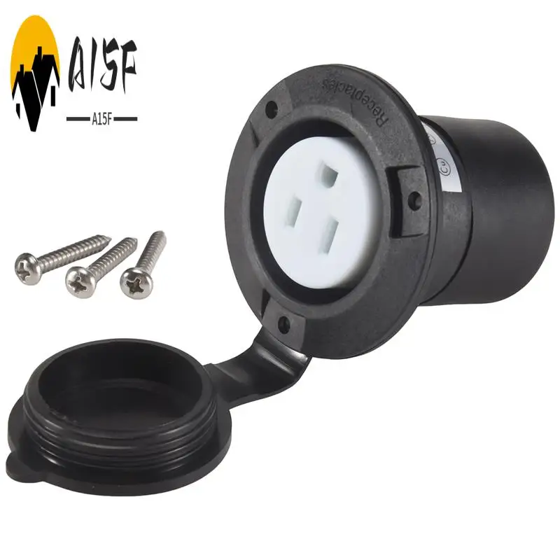 

A15F-15 А, фланцевая розетка с берегом, 125 В, розетка NEMA 5-15R, 2-полюсная 3-проводная розетка для прямого лезвия, вилка стандарта США
