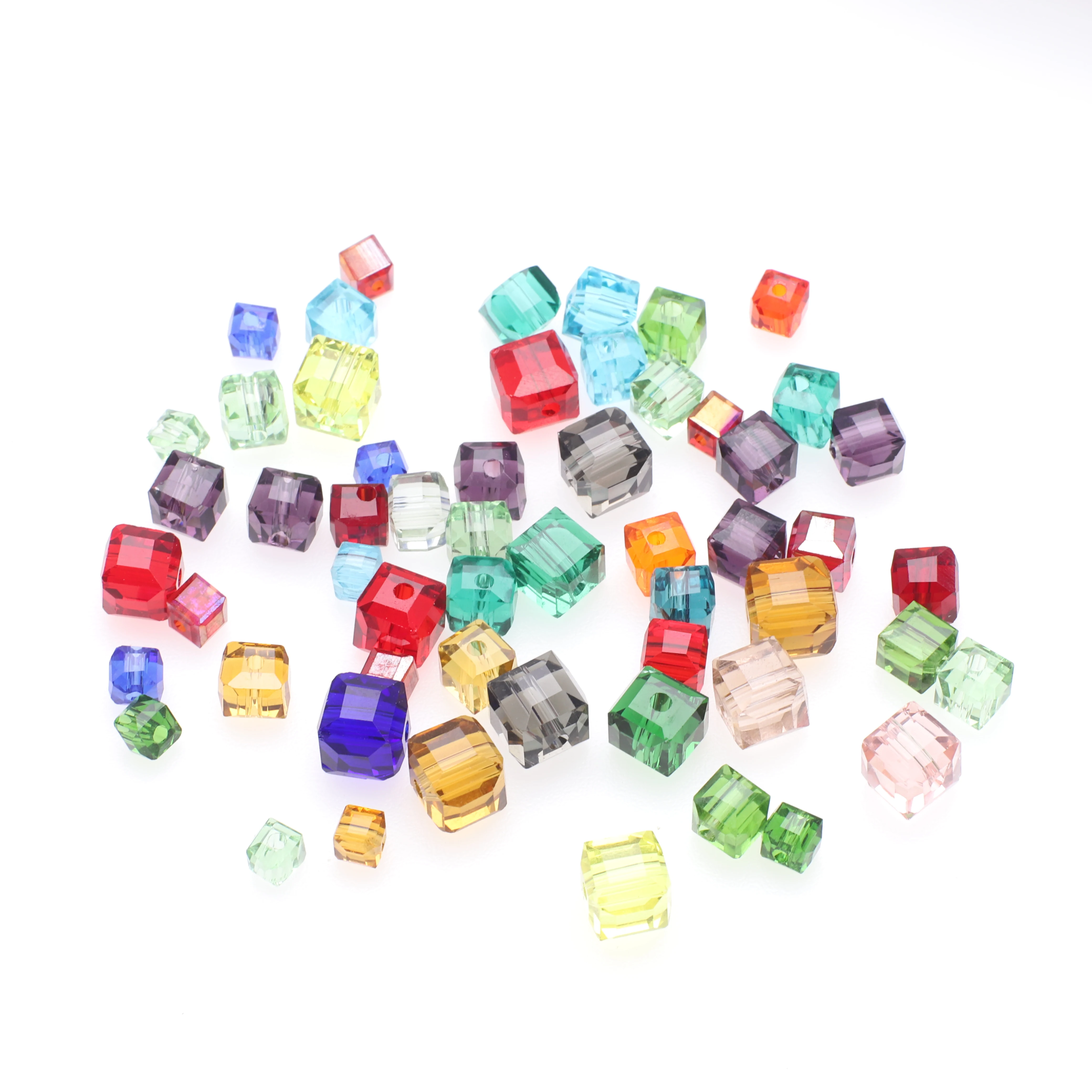 Random Mixed Glass Cube Beads 2/3/4/6/8/10mm Faceted Crystal Square Loose Spacer Beads DIY Making Earing Necklace Accessories
