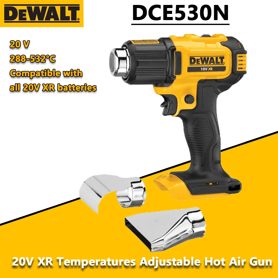 

DEWALT DCE530N 20 В XR Тепловая пушка Беспроводная литиевая батарея 532 ° Электроинструменты для пистолета с регулируемой температурой C