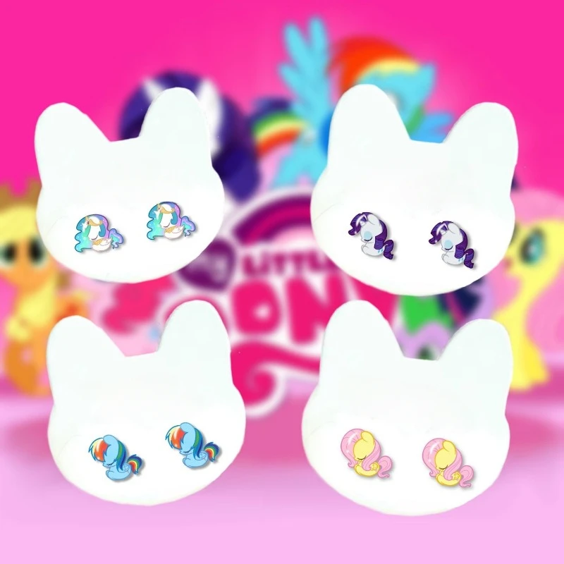 My Little Pony Fluttershy Rainbow Dash anime peripheral cartoon cute earrings and ear clips sweet accessories gifts for girls