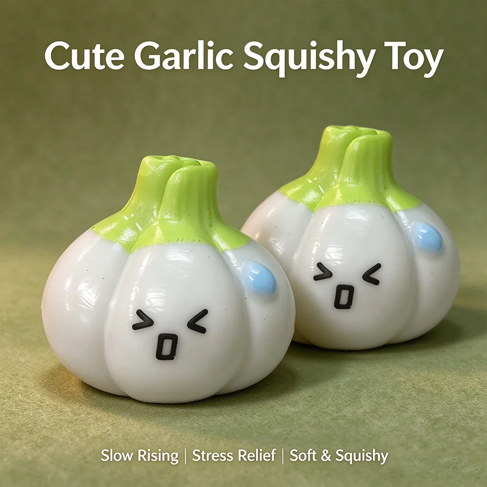 Cute Garlic Squishy Toy Slow Rising Stress Relief Fidget Toy Soft Squeeze Ball Kawaii Decompression Desk Decoration