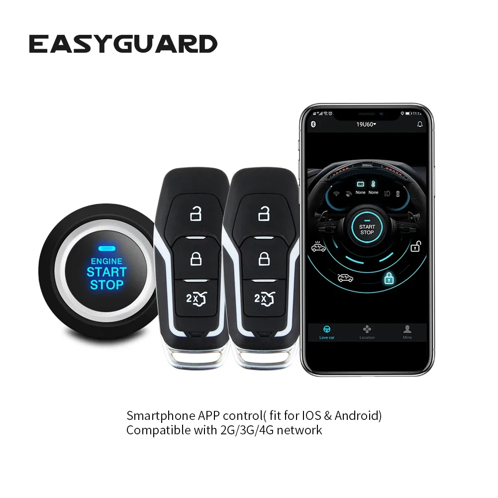 EASYGUARD App Control IOS Android 4G 3G 2G Keyless Entry System Engine Start Stop Remote Engine Start GPS Tracker