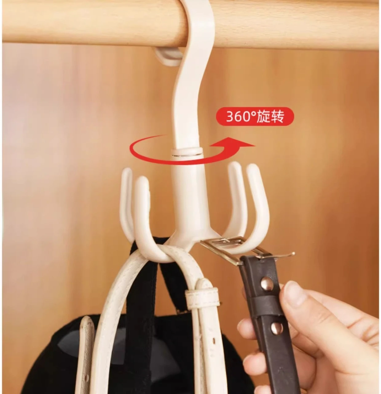 2PC Four Claw Hook Multifunctional Rotatable Scarf Storage Rack No Punching Plastic Hook Thick Coat Hook