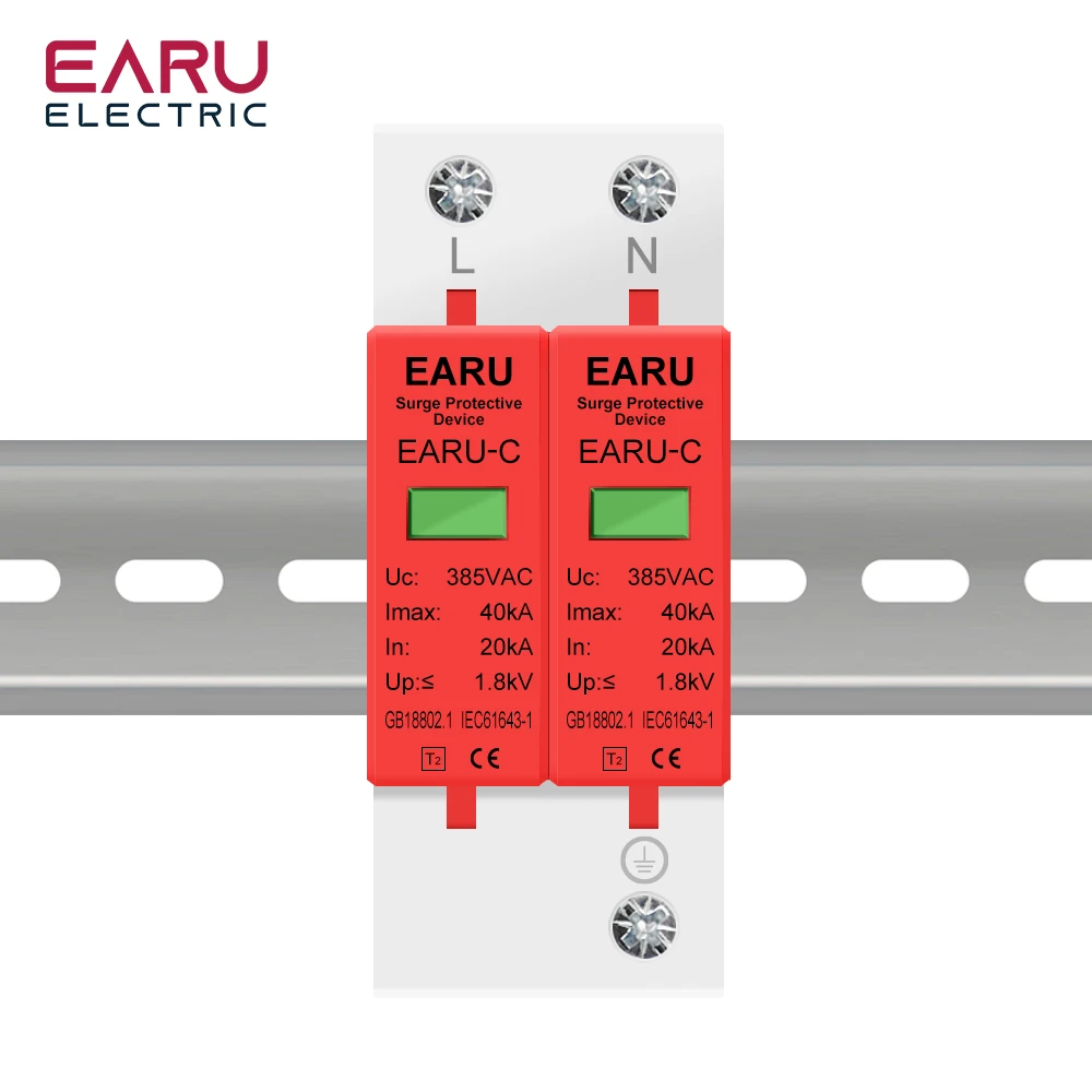 1pc AC SPD 1P 2P 3P 4P 20~40KA 30KA~60KA 385V House Lightning Surge Protector Protective Low-voltage Arrester Device OEM Factory