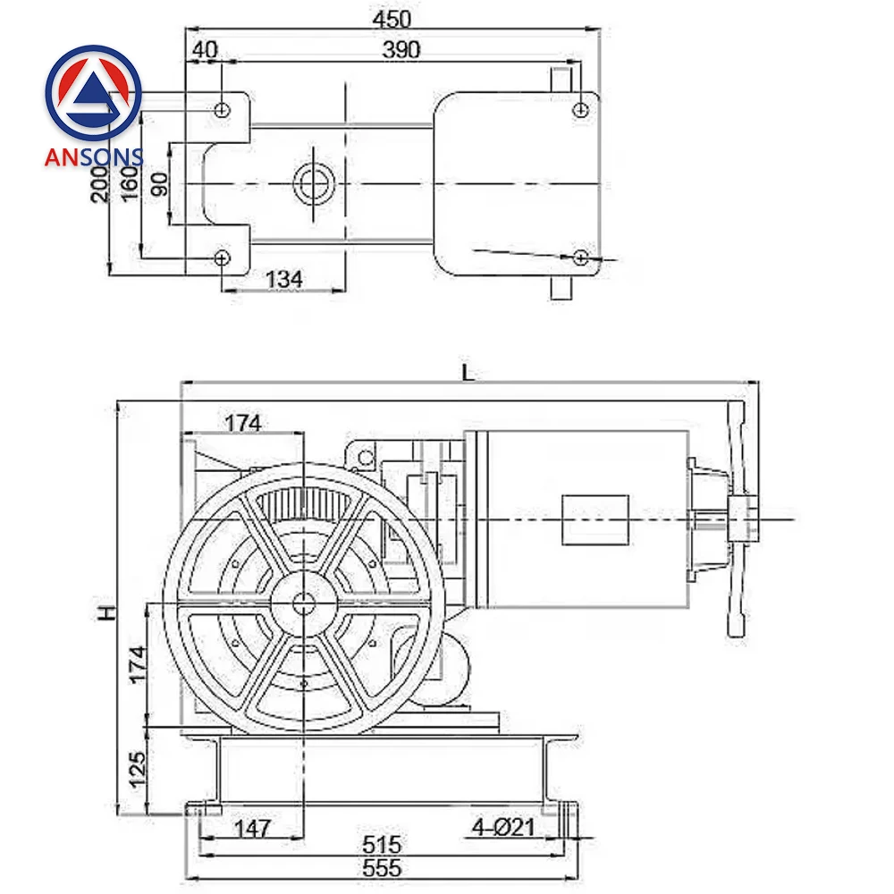 YJF120WL 320kg-450kg JIAYE Elevator Traction Machine For Home Lift Geared Machine Ansons Elevator Spare Parts