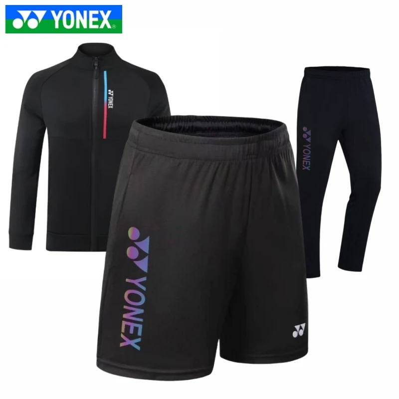 Yonex-شورت تنس الريشة سريع الجفاف للرجال ، معطف رياضي ، توب ، بنطلون خندق ، ملابس جري ، جاكيت أكاديمية ، شورت