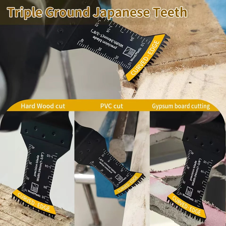 3/6PCS Extra-Long Japanese Tooth Oscillating Saw Blade Curved Edge Multitool Blade Set Efficient Cut For wood,plastic,soft metal