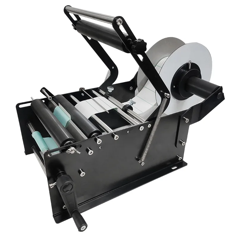 MT-40 Wide belt under finale hand crank labeling machine Manual round bottle self-adhesive labeling machine, small machinery