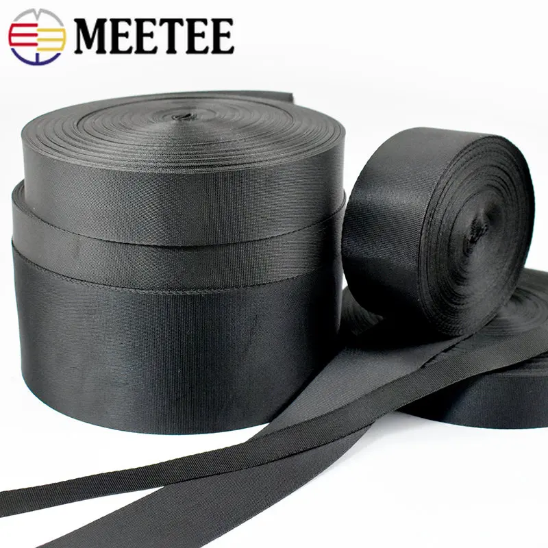 10Meters 10-100mm Nylon Webbing Black Ribbon Bag Shoulder Strap for Clothes Pet Collar Tape Luggage Belt Band Sewing Accessories