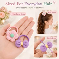 12PCS New Cut Hair Ties Princess Sweet Flower Bow Girls Women Elastic Hair Bands Hair Accessories Headwear Scrunchies 2030 7