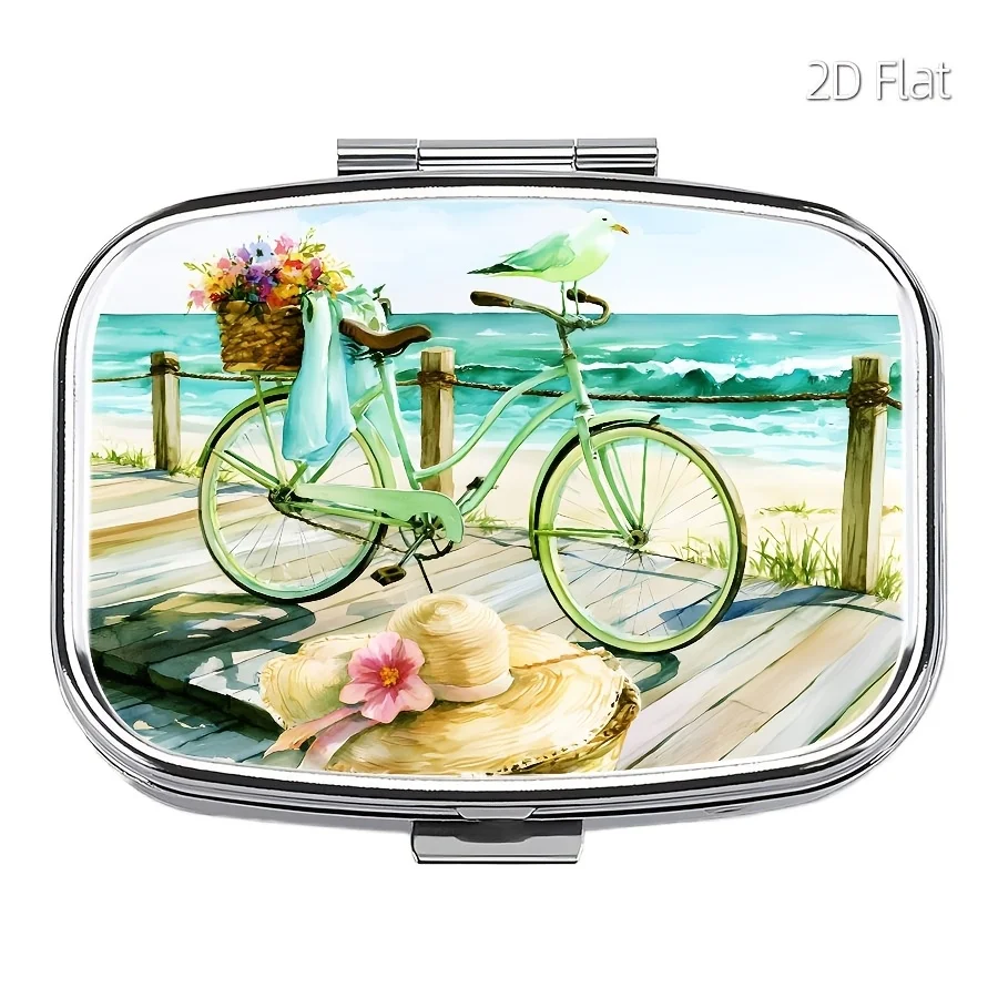 Flat Design, 1 Independent Pill Box, Double-Compartment Metal Box, Small Portable Pill Box, Suitable for Travel, Outdoor Activities, or Use in a Wallet, Multifunctional Metal Decorative Box