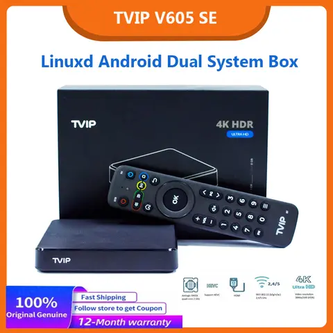 TVIP 605 SE 4K BT Smart Set Top TV Box Linuxd Android Amlogic S905X HD 2.4/5G WIFI H265 Dual System TVIP 605 S-Box original 2026