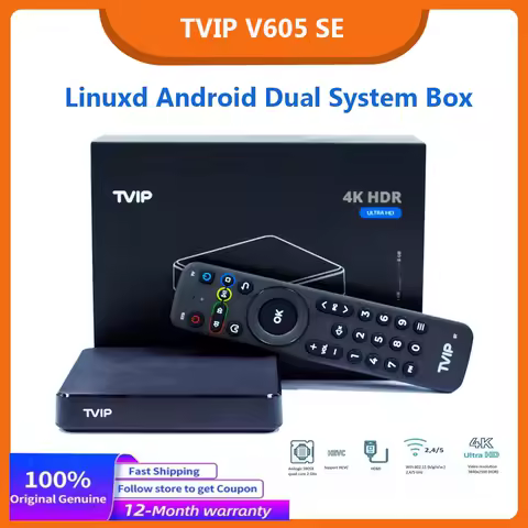 2025 Original TVIP 605 SE 4K BT Smart Set Top TV Box Linuxd Android Amlogic S905X HD 2.4/5G WIFI H265 Dual System TVIP 605 S-Box