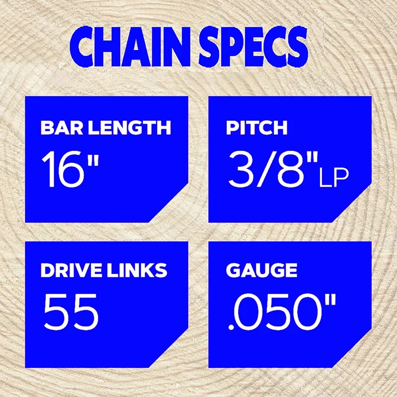 16" Inch Chain Chainsaw 3/8" LP .050" Gauge 55 Drive Links Semi Chisel Electric Gasoline Chainsaw Spare Parts Logging Pruning images - 6