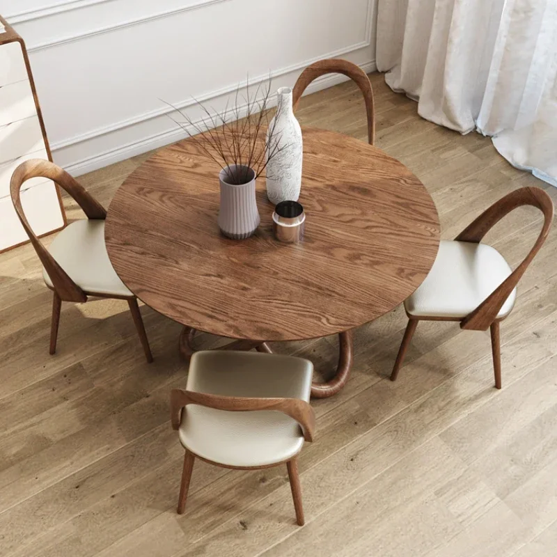 

Solid Wood round Creative and Chairs Set Simple Dining Dining round Table