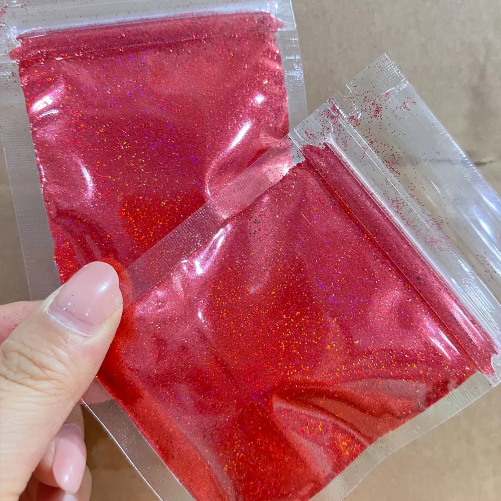 10g 0.2mm Laser Christmas Red Nail Glitter Powder Sparkly Holographic Chrome Ultra Fine Nail Pigment For Nail Gel Polish Dust