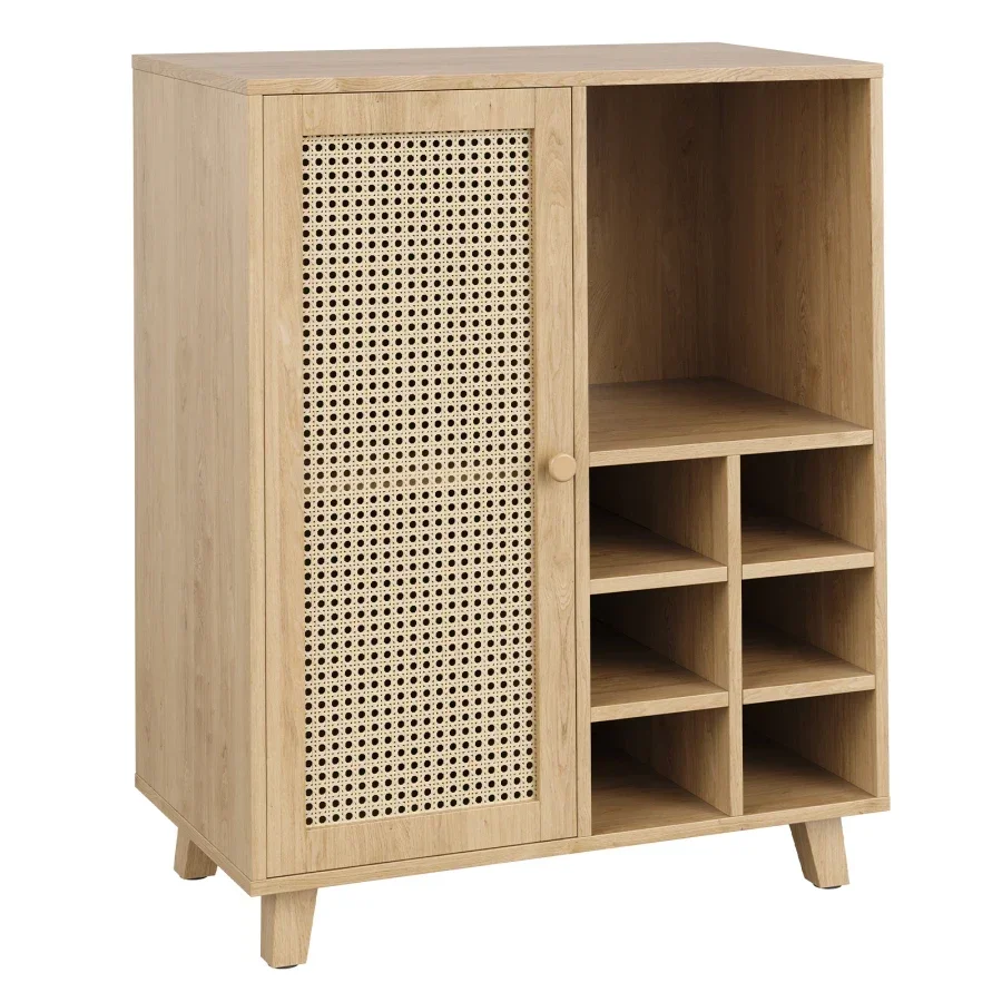 Sideboard Cabinet with Storage, 34 Inch Wine Bar Cabinet with Wine Racks, Buffet Cabinets for Home, Living Room For Dining Room