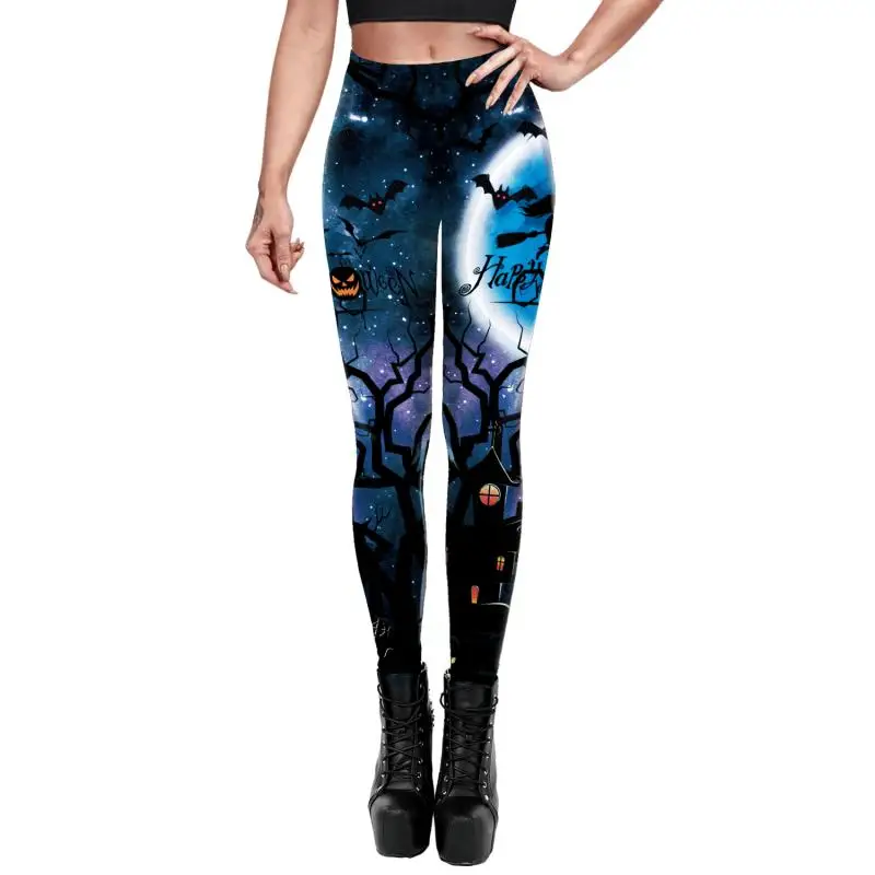 Nadanbao Leggings mit Spinnennetz-Skelett-Print, Halloween-Party, Damenhose, Sommerhose mit mittlerer Taille, weibliche Fitness-Sportstrumpfhose – Detail 32