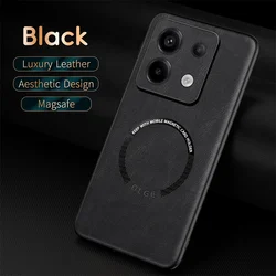 New Hot Luxury Leather Magnetic Phone Case for Xiaomi Redmi Note 13 Pro Plus Pro+ 4G 5G Magsafe Wireless Charge Cover