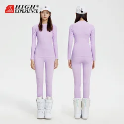 HIGH EXPERIENCE Men Women Ski Thermal Underwear Sets Quick Dry Functional Compression Tracksuit Tight Snowboarding Tops Pants