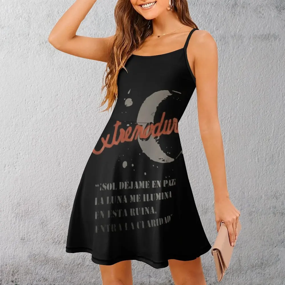 

Fondo Extremoduro Women's Sling Dress Humor Graphic Strappy Dress Funny Sexy Woman's Gown Clubs