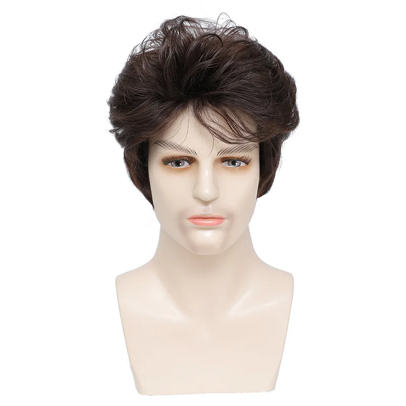 Synthetic Curly Short Wig for Women Men High Temperature Fiber Small Curls Natural Cosplay Party Daily Wear Headpiece