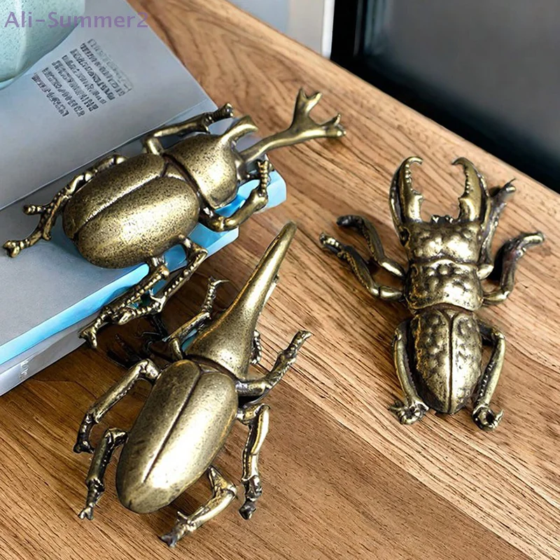 3-Stil verfügbare Käfer-Miniaturfigur, kleine Schreibtischdekoration, Vintage-Stil, Kupfer, Insekt, Tee, Haustiere, Ornament, Heimdekoration, Zubehör