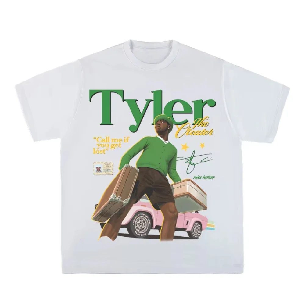 رولي راب تايلر الخالق ريترو الصيف الهيب هوب تي شيرت الرجال والنساء Crewneck الاتجاه عالية الجودة الشارع الرجال قصيرة الأكمام